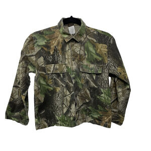 Vintage Ranger Camo Hunting Outdoor Shirt Boy 14 Button up Realtree Green Cotton